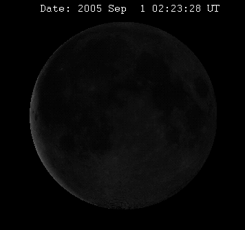Time-lapse film showing the size and illumination of the Moon as viewed from Earth over a lunar month. As the Moon grows more and less illuminated over time, a shadow sweeps slowly back and forth across its surface.