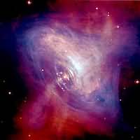Nebula #7 (the Crab) is a jumbled mixture of red and white bright arcs and gauzy plumes.