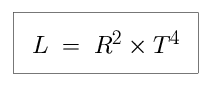 Equation: L is equal to R-squared times T-raised to the fourth power