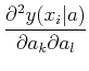 $\displaystyle {\partial^2{y(x_i\vert a)}\over \partial{a_k}\partial{a_l}}$