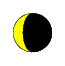 The waning crescent Moon, slightly illuminated on the left side.