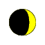 The waxing crescent Moon, slightly illuminated on the right side.
