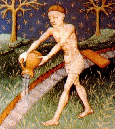 The constellation of Aquarius, a youth carrying an ewer of water.
