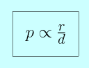 Equation for parallax: the angle p is proportional to r and inversely proportional to d.