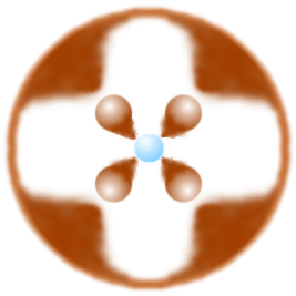 The electron cloud model of the atom, in which a small central nucleus contains all of the positive charge, and negative charges have a varying probability of being located at various locations surrounding the atom. These varying probabilities are represented as fuzzy regions which are lighter and darker, where the fuzziness represents the fundamental uncertainty of locations at the quantum level.