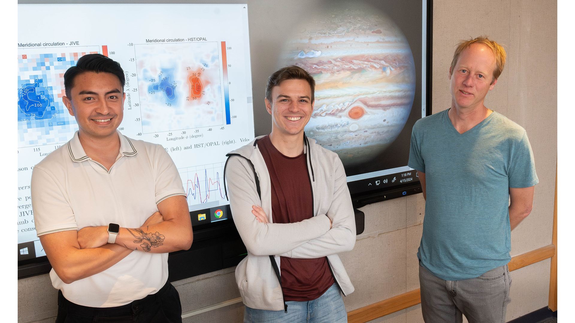 <h4>JIVE press story</h4><p>Cristo Sanchez, Steve Markham, and Jason Jackiewicz. https://newsroom.nmsu.edu/news/nmsu-researchers-join-france--japan-to-develop-new-jupiter-wind-map/s/daa57416-a6d4-447b-bf72-9405395969bc</p><p><a href="/seismo-wiki/_detail/slideshow/jive1.jpg"><img title="Details" src="/seismo-wiki/lib/plugins/photogallery/images/details_page.png" width="30" /></a></p>